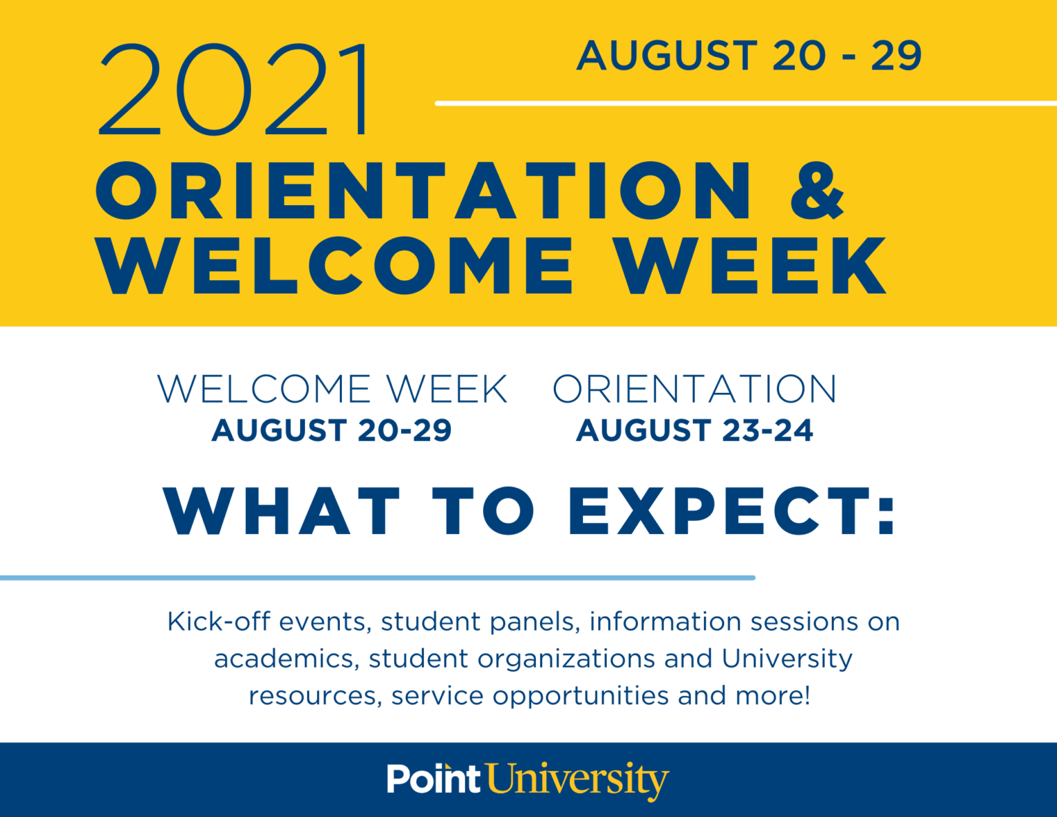 Orientation Schedule - Point University