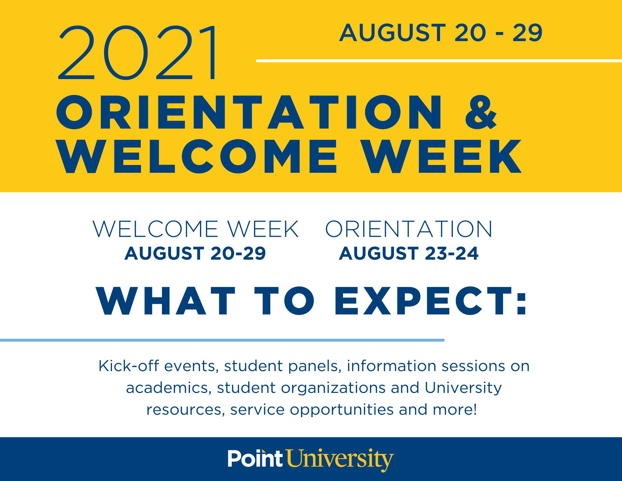 Orientation Schedule | Point University