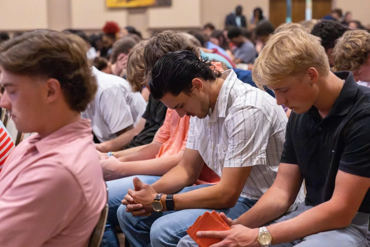 Students Praying at chapel